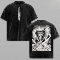 Anime Vinland Saga Askeladd Printed Tee Men Women Washed Cotton T-shirts Short Sleeve Vintage T Shirt Harajuku Oversized Tshirt M black