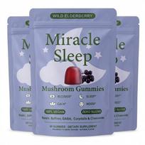 Melatonin-Free Sleep Gummies with Reishi Mushroom & GABA – Natural Vegan Wellness Support, Wild Elderberry Flavor (60ct) 3pack