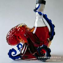New Cross-border Product Commemorative Octopus Wine Bottle Kraken Black Rum Souvenir Wholesale Glass Whiskey Bottle blue
