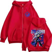 Anime Jojo Bizarre Adventure Josuke Higashikata Zipper Hoodies Men Women Clothing Casual Long Sleeves Zip Up Sweatshirts Jackets M red