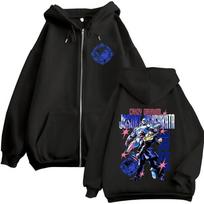 Anime Jojo Bizarre Adventure Josuke Higashikata Zipper Hoodies Men Women Clothing Casual Long Sleeves Zip Up Sweatshirts Jackets M black