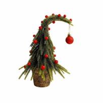 Bent Top Christmas Tree Curved Neck Artificial Xmas Tree Creative Desktop Ornament  Party Decor 25cm black