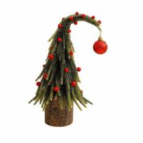 Bent Top Christmas Tree Curved Neck Artificial Xmas Tree Creative Desktop Ornament  Party Decor 30cm