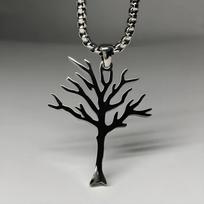 Silver High Quality Stainless Steel Tree Of Life Pendant Necklace For Men 1PC black