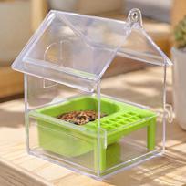 Spill-Resistant Hanging Parrot Feeder Removable Tray Birds Food Container  Indoor Use žalia