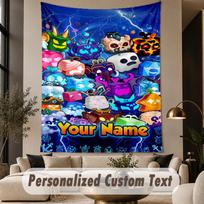 Custom Text Printed Tapestry Blox Fruits Pattern Large Wall Hanging Indoor Room Decor 100cmx150cm