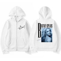 Hip Hop Singer Britney Spears Zip Up Hoodies Men Women Oversized Harajuku Fleece Sweatshirt Ieisure Cardigan Hoodie Streetwear S white