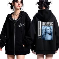 Hip Hop Singer Britney Spears Zip Up Hoodies Men Women Oversized Harajuku Fleece Sweatshirt Ieisure Cardigan Hoodie Streetwear S black