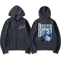 Hip Hop Singer Britney Spears Zip Up Hoodies Men Women Oversized Harajuku Fleece Sweatshirt Ieisure Cardigan Hoodie Streetwear L black