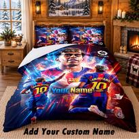 Lamine Yamal Pattern Bedding 3Pcs Set Custom Name, Bed Sheet And Pillowcases For Home Bedroom 140cmx210cm