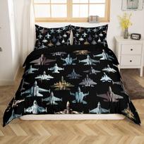 Kids Aircraft Bedding Set 3D Army Airplane Duvet Cover for Boys Girls Cartoon Aircraft Quilt Cover Plane Airliner Bedding 2Pcs Baby 70x133 cm