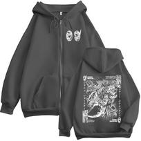 Anime JoJo Bizarre Adventure Johnny Joestar Funny Valentine Zipper Hoodies Men Women Clothing Fashion Hip Hop Zip Up Sweatshirts L gray