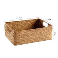 Basket, Rectangular Storage Hand-Woven Container, Rope Organizer, Paper Practical brown