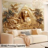 VIKAMA Ancient Egyptian Relief Style Pyramid Tapestry Wall Hanging  Suitable For Living Room Study Studio Home Decoration 150x100cm(60x40in)