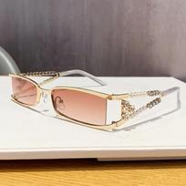 GM new diamond-encrusted high-end Spice Girl glasses metal silver hollow small square frame myopia anti-blue glasses gray