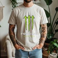 2026 Men's Oversized T-Shirt Energy Drink Aesthetic Monster Claw Positive Energy Pop Culture Graphic Casual Tops 3XL gray
