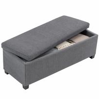 Storage Bench With 84 L Capacity 112x42x40 Cm Upholstered In Corduroy Footrest For Living Room Bedroom Gray