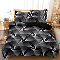Minimalist Abstract Geometric Print Duvet Cover Set, 3Pcs Black White Grey Radiant Triangle Fan Line Modern Art Pattern Bedding 180x210cm(71x83inch)&set