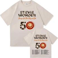 1pc Stevie Wonder Songs in The Key of Life 50th Anniversary Tour Cotton T shirt Unisex Men Women Kids Streetwear Casual Short 110