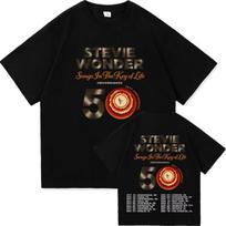1pc Stevie Wonder Songs in The Key of Life 50th Anniversary Tour Cotton T shirt Unisex Men Women Kids Streetwear Casual Short 120