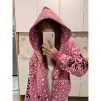 American Vintage Gothic Cross Print Zip Up Hoodie Loose Fit Streetwear Sweatshirt Unisex Women M 80-100