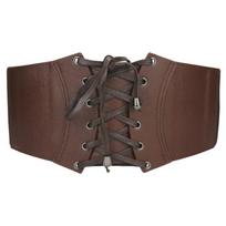 Solid Color PU Leather Corset Spicy Girl Western Cowboy Belt Retro Wide Cummerbunds  Ladies brown