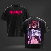 Anime BLEACH Thousand-Year Blood War Zaraki Kenpachi Vintage Washed Cotton T Shirt Summer Short Sleeve Cotton Tees Tops T-shirt L black