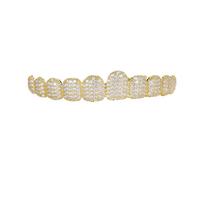 Gold Unisex 10-Tooth Zirconium Grillz - European & American Hip Hop Accessory beige