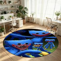 Huggy Wuggy Printed Round Crystal Velvet Rug Soft Non Slip Floor Carpet For Bedroom Holiday Gift 100cmx100cm