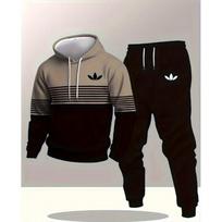 Mens 3D Printed Hooded Sweatshirt Set Sporty Loose Fit Winter Activewear Teens Adults XXXL gray