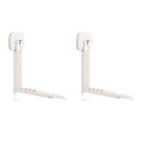 2 Pieces Wall Mounted Folding Clothes Drying Rack No-drill Installation Clothes Racks  Door Back smėlis
