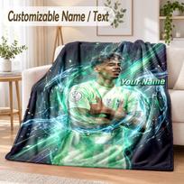 Custom Text Flannel Blanket Lamine Yamal Print Warm Cozy Blanket Home Sofa Bedding 80cmx120cm