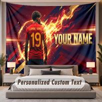 Custom Name Text Tapestry Lamine Yamal Personalized Polyester Wall Tapestry For Bedroom And Room 180cmx230cm