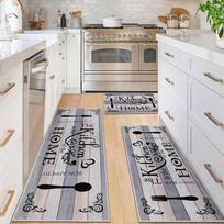 Kitchen Rug with Spoon and Spice Design Bon Appetit Quote Non Slip Floor Mat for Dining Room Home Decor 50x150CM