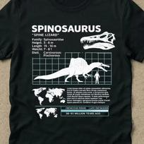 Unisex shirt Cotton Oversize Large Size Spinosaurus Dinosaur Fact Infographic Graphic T‑shirt Unisex Cotton Oversized Short Sleeve Din Unisex,gift,Top M white