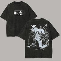 Sasuke Itachi T Shirt Naruto Men Acid Wash Back Print Brothers Bond Anime Graphic Cotton Streetwear Vintage Bootleg Tee S white