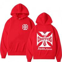 [Cross EU Size] West Coast Iron Cross Choppers Logo Men's Hoodie XS red