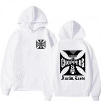[Cross EU Size] West Coast Iron Cross Choppers Logo Men's Hoodie L white