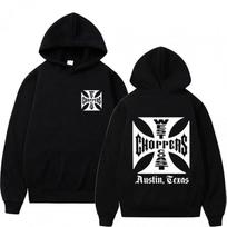 [Cross EU Size] West Coast Iron Cross Choppers Logo Men's Hoodie XS black
