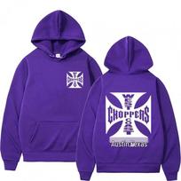 [Cross EU Size] West Coast Iron Cross Choppers Logo Men's Hoodie S blue