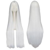QQXCAIW juodas perukas 100 cm / 40 colių ilgi perukai Sintetiniai karščiui atsparūs Helovino karnavaliniai kostiumai Cosplay tiesūs plaukai 40inches gray