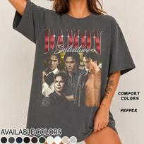 Damon Salvatore Shirt: Vintage Vampire Diaries Y2K Graphic Tee ID L brown
