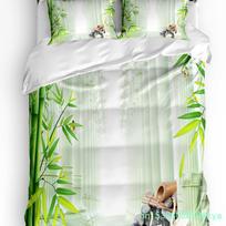 Animal Cute Panda Bamboo Printed Comfort Duvet Cover Pillow Case Home Textile Quilt Cover Boy Kid Teen Girl 3pcs Bedding Set EU single(135x200cm)