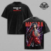 Madara Uchiha Wake Up To Reality Naruto Anime Double Printed Washed Tee Unisex S black