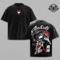Obito Vintage Washed Oversized T-shirt - Naruto Anime Graphic Tees, Sharingan 3XL black