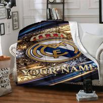 Real Madrid Club Personalized Name Blanket Lightweight Personalized Blanket Durable Comfort Suitable for Bed Picnics Seaside Bedding for All Occasions 100cmx150cm