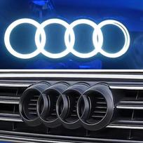 new 4-ring logo LED dynamic light front grille lamp new A3A4A5A6A7A8S3 S4 S5 S6 S7 Q3 Q5 Q7 black and silver.Quick delivery 285mm