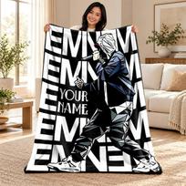 Eminem Custom Name Fleece Blanket Personalized Soft Cozy Throw Blanket Customized Gift for Birthday Christmas 80cmx120cm