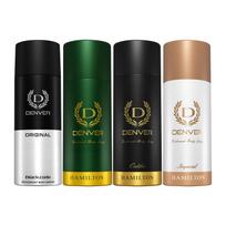 Denver Hamilton, Imperial, Black code & Caliber Deodorant For Men - 150 ML Each, Pack of 4 black