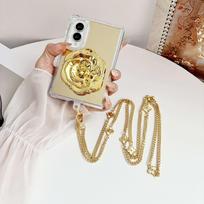 Case for Samsung Galaxy Z Fold 8 Ultra 7 6 5 4 3 with Mirror Stand Detachable Crossbody Chain Mirror Back Cover for Women Phone Bumpers for Samsung Z Fold8